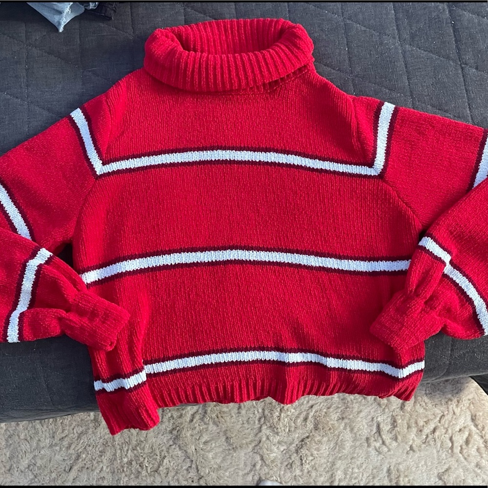 Red turtle neck sweater